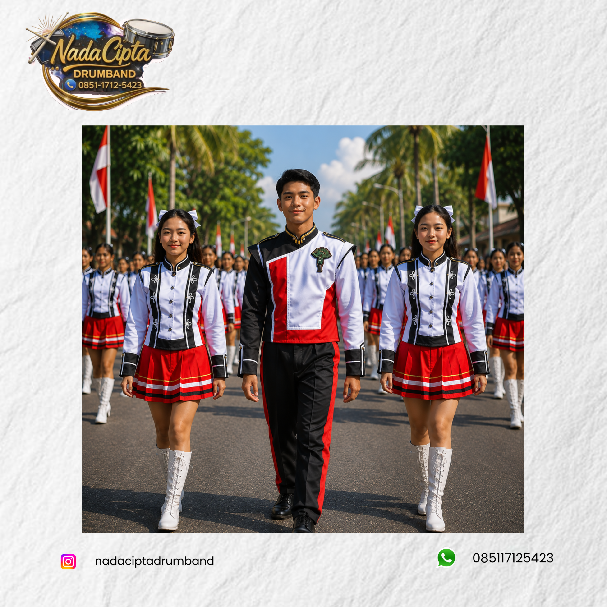 kostum marchingband terbaru untuk sekolah dan tim marching band profesional