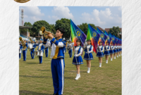 Pertunjukan color guard drumband